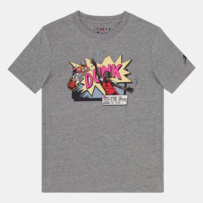Jordan Kids' Air Dunk Comics T-Shirt Grey Jordan Kids' Air Dunk Comics T-Shirt Grey image number 0