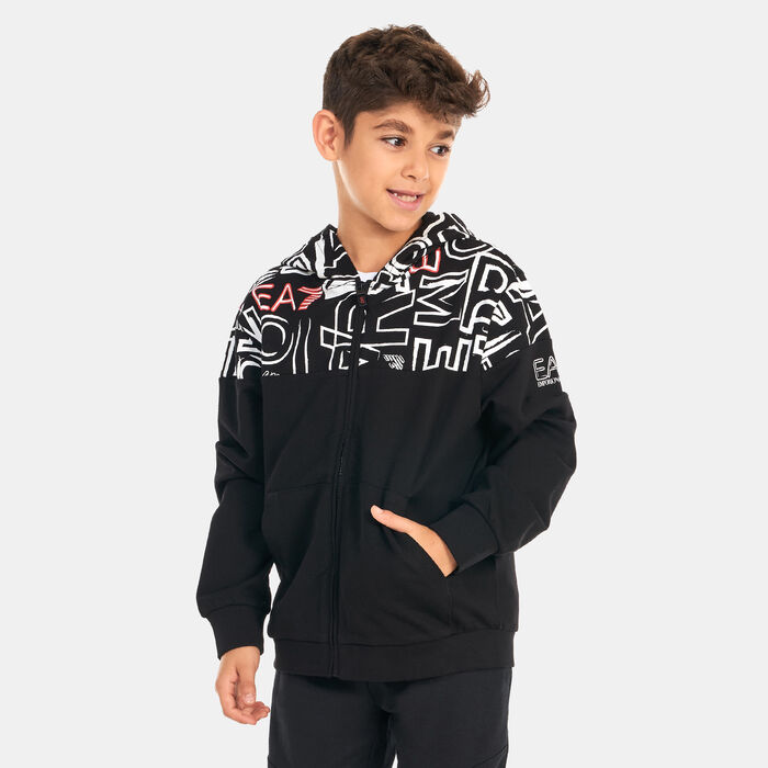 EA7 Emporio Armani Kids' Logo Series Full-Zip Hoodie Black EA7 Emporio Armani Kids' Logo Series Full-Zip Hoodie Black image number 0