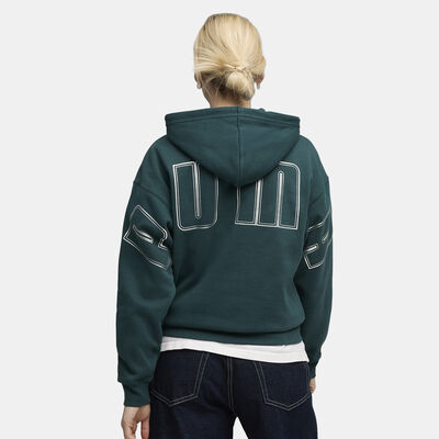 PUMA Women's Maximal Metallic Comfort Hoodie Green