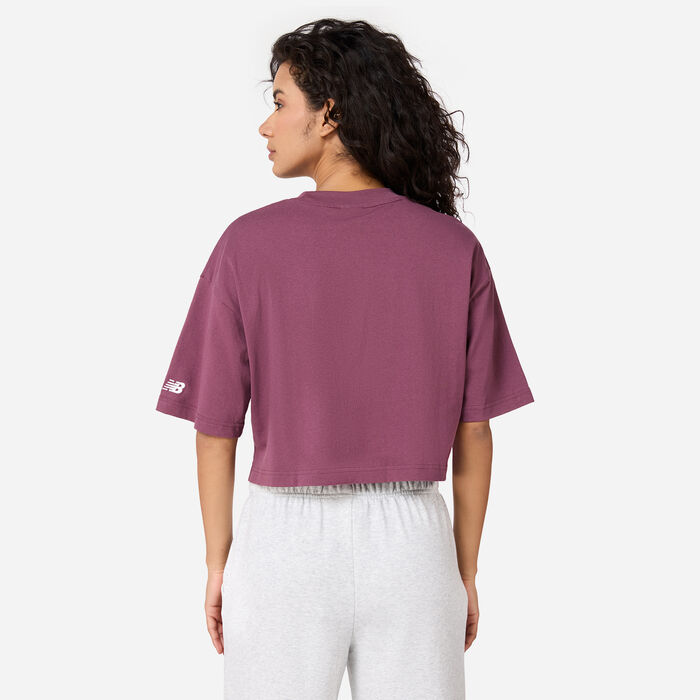 New Balance Women's Athletics Linear Logo T-Shirt Purple image number 1