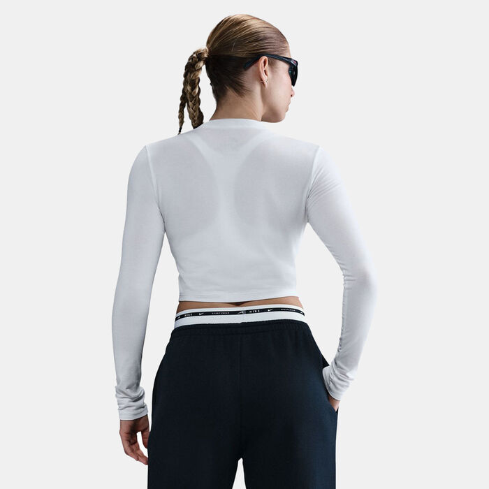 Nike Women's Sportswear Chill Knit Crop Top White image number 1