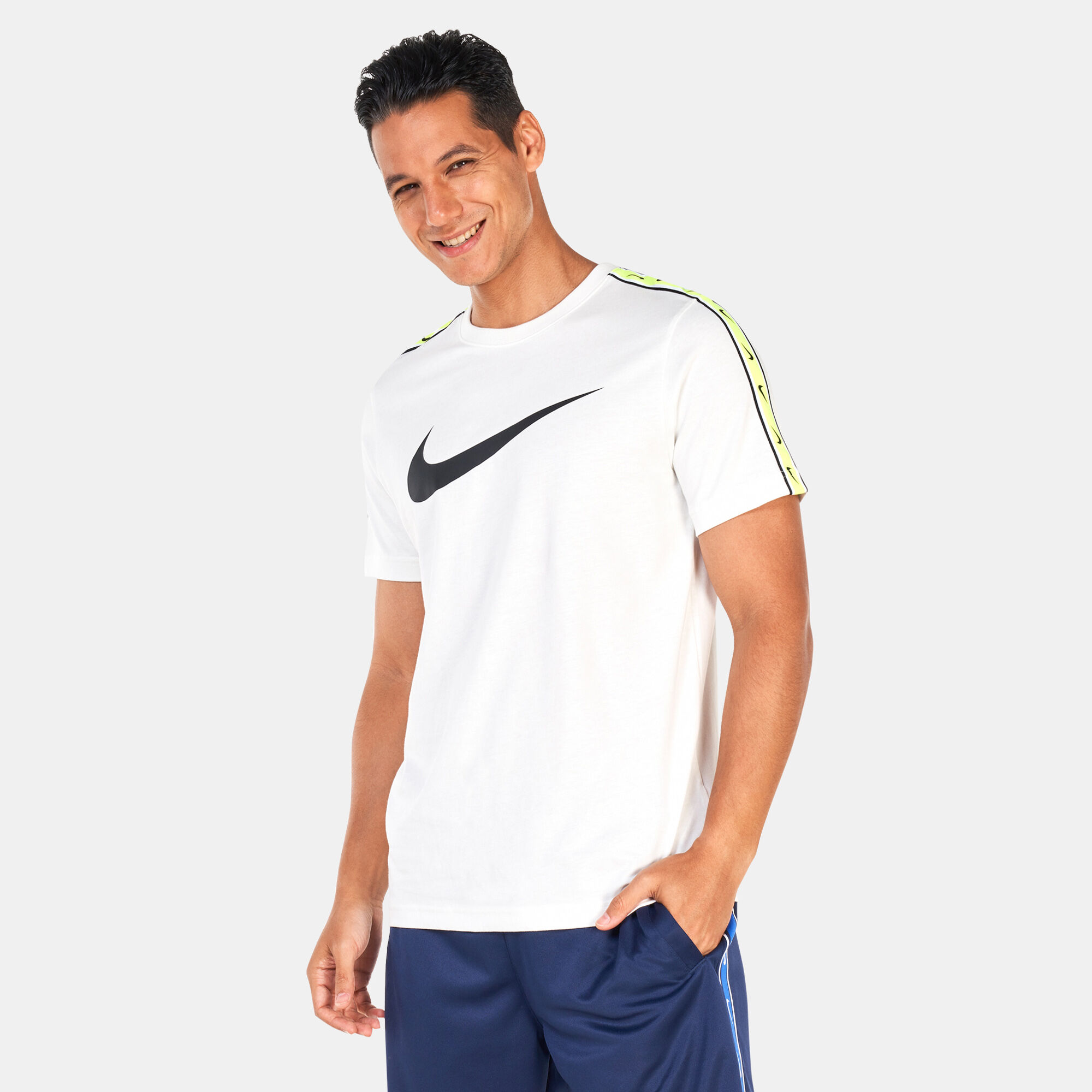 white nike tape t shirt