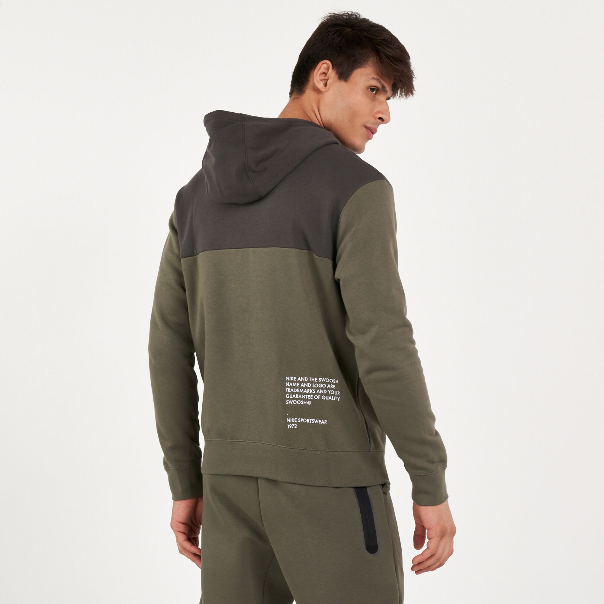 Green nike swoosh hoodie hot sale