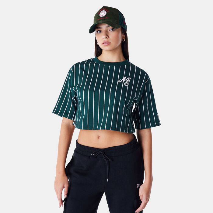 New Era Women's Pinstripe Crop Top Green New Era Women's Pinstripe Crop Top Green image number 0