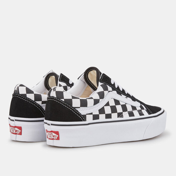 Vans Women's Checkerboard Old Skool Platform Shoe Black image number 2