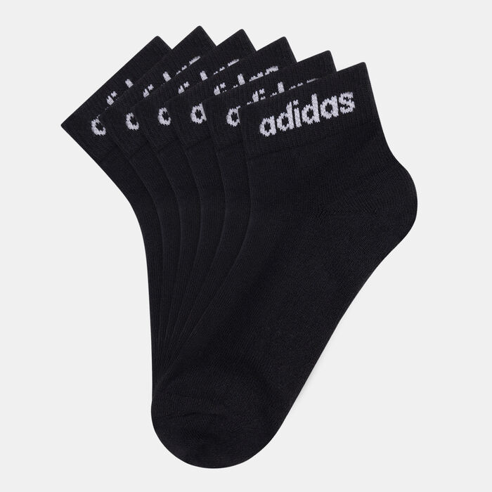 adidas Men's Linear Cushioned Ankle Socks (3 Pack) Black image number 0