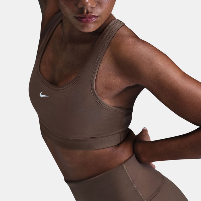 Nike Women's Swoosh Light-Support Training Sports Bra Brown image number 3