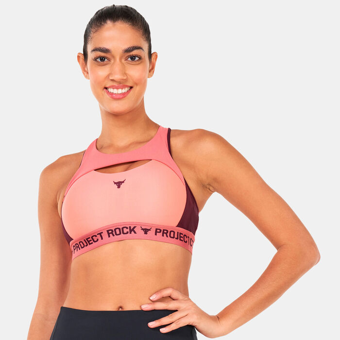 Under Armour Women's Project Rock Crossback Sports Bra Red Under Armour Women's Project Rock Crossback Sports Bra Red image number 0