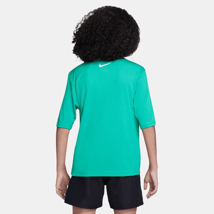 Nike Swim Kids' Logo Hydroguard Swimming T-Shirt Green Nike Swim Kids' Logo Hydroguard Swimming T-Shirt Green image number 1