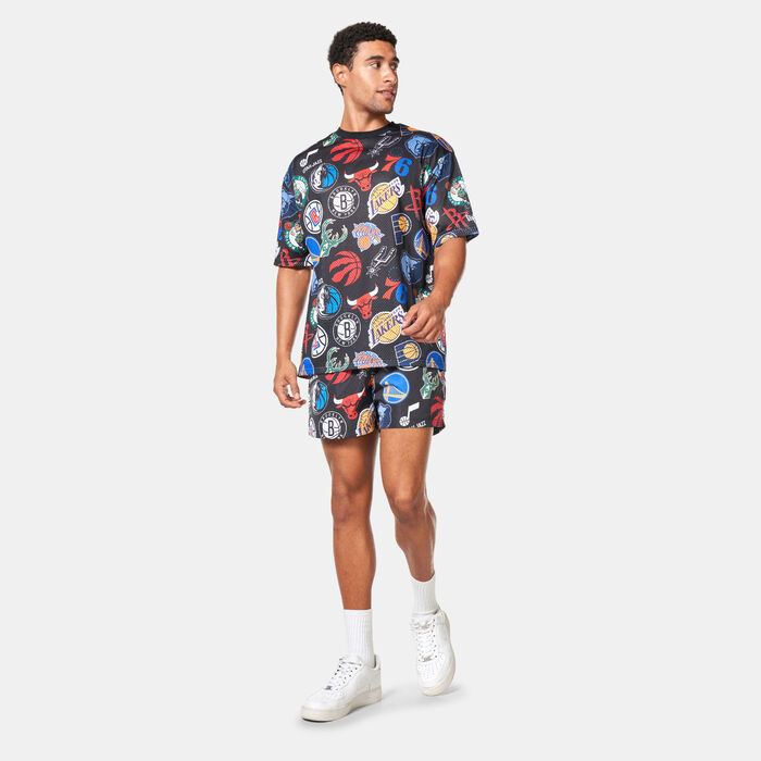 New Era Men's NBA All Over Print Shorts Black New Era Men's NBA All Over Print Shorts Black image number 2