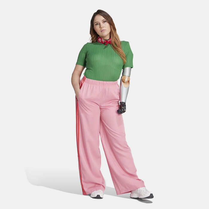 adidas Originals Women's Wide Leg Tracksuit Bottoms Pink image number 2