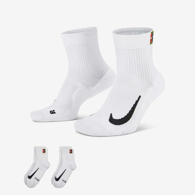 Nike Multiplier Max Tennis Ankle Socks (2 Pairs) White Nike Multiplier Max Tennis Ankle Socks (2 Pairs) White