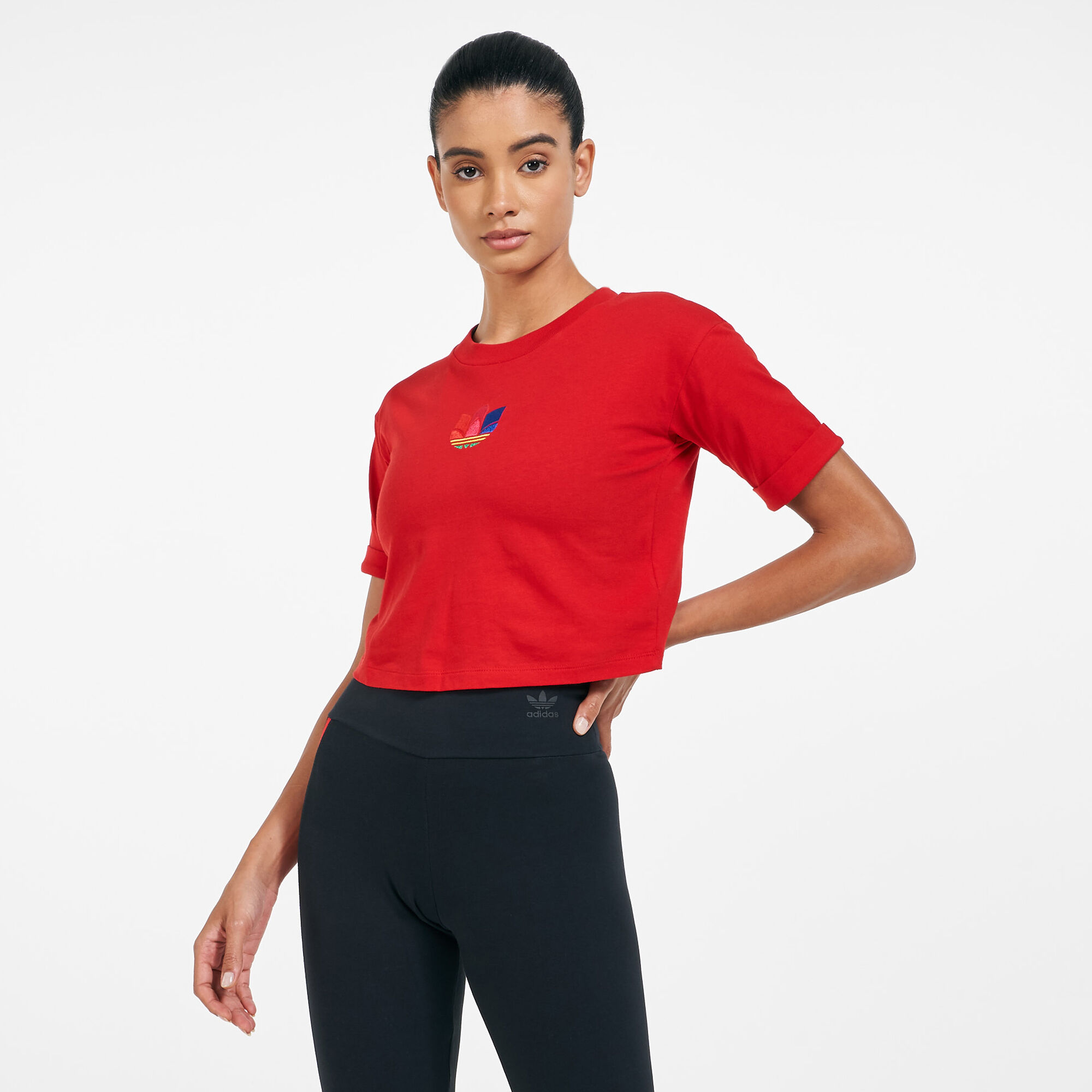 Adidas trefoil on sale crop