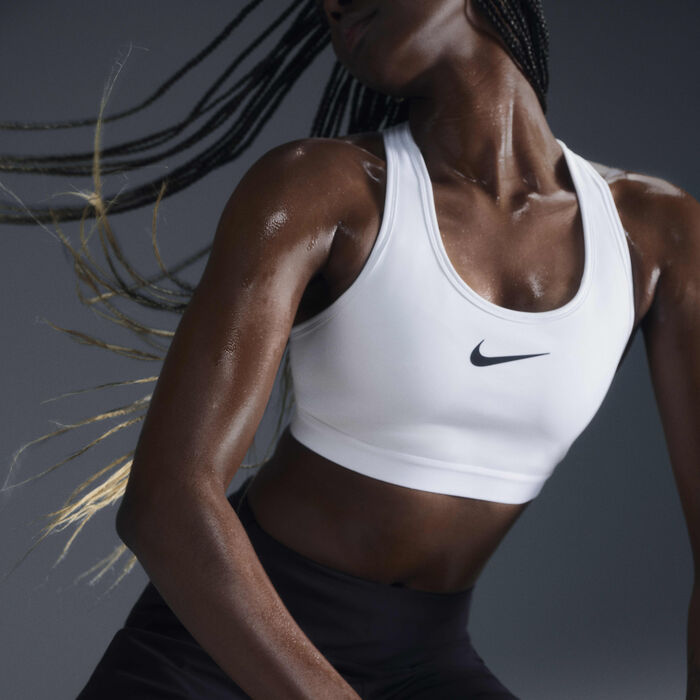 Nike Women's Swoosh High Support Non-Padded Sports Bra White Nike Women's Swoosh High Support Non-Padded Sports Bra White image number 1