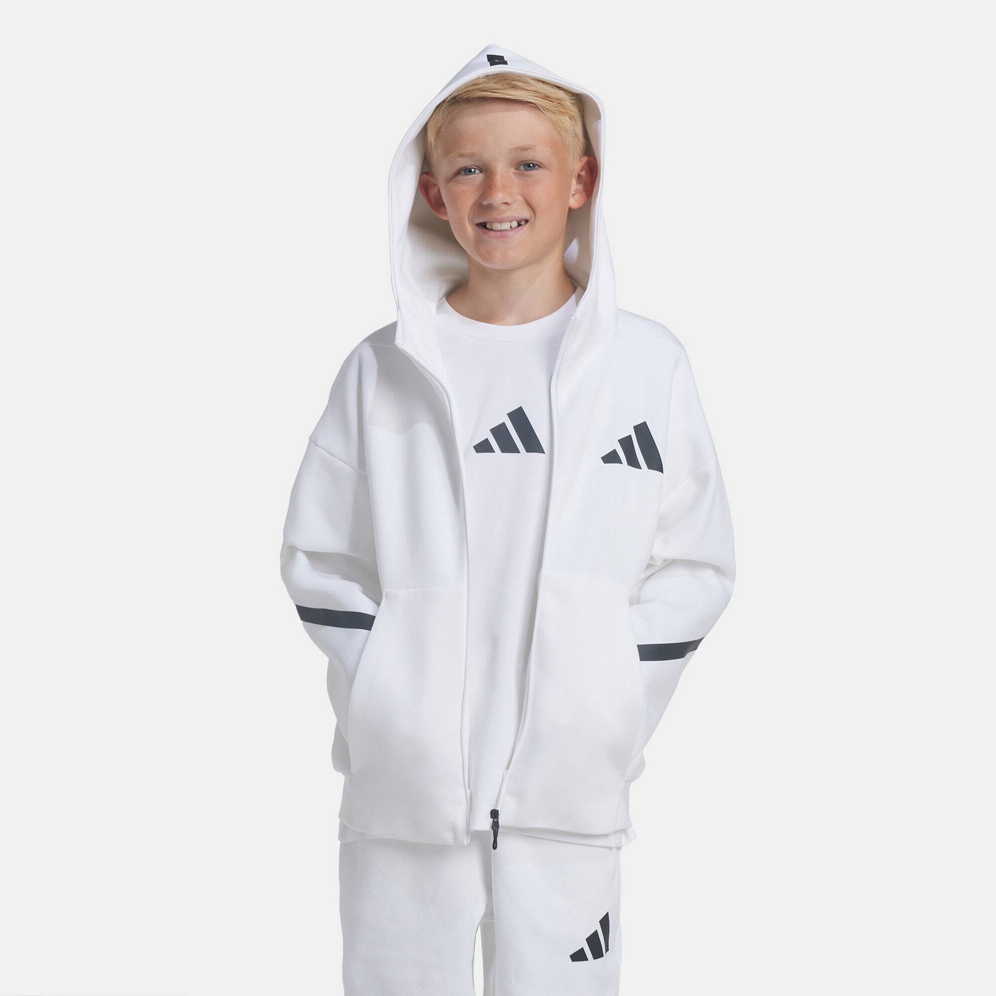 Kids white adidas hoodie hot sale