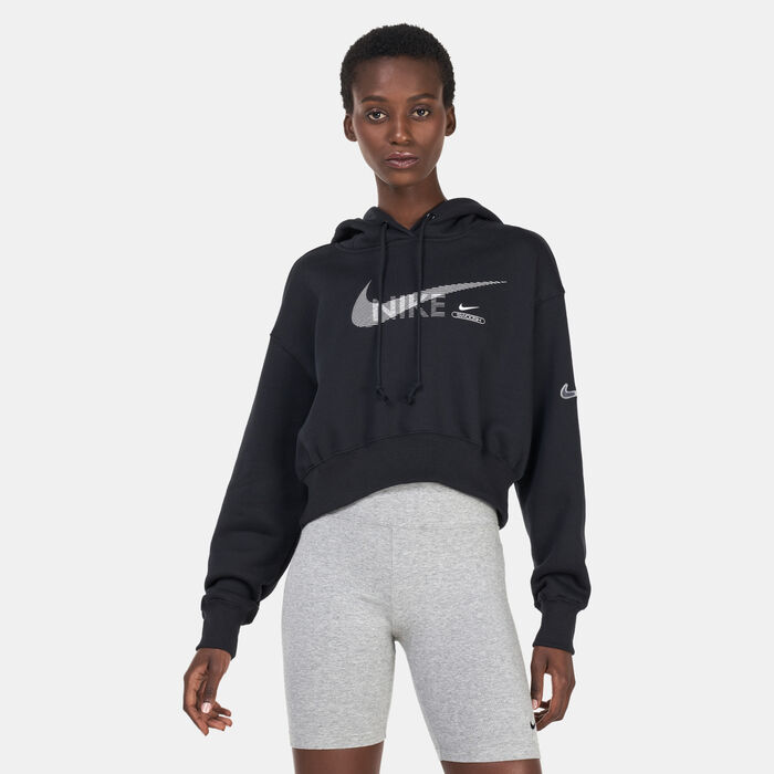 Nike Women's Sportswear Swoosh Fleece Hoodie Black image number 0