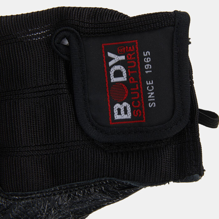 Body Sculpture Spandex Leather Fitness Gloves Black Body Sculpture Spandex Leather Fitness Gloves Black image number 2