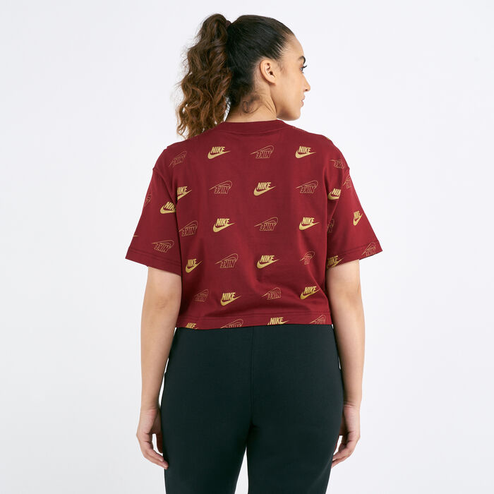 Nike Women's Sportswear Shine Cropped T-Shirt Red Nike Women's Sportswear Shine Cropped T-Shirt Red image number 1