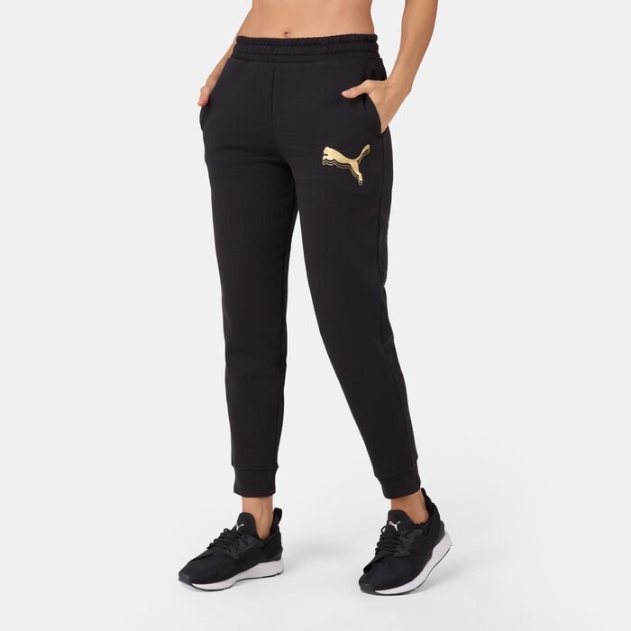 PUMA Women's Essentials Metallic Sweatpants Black image number 0