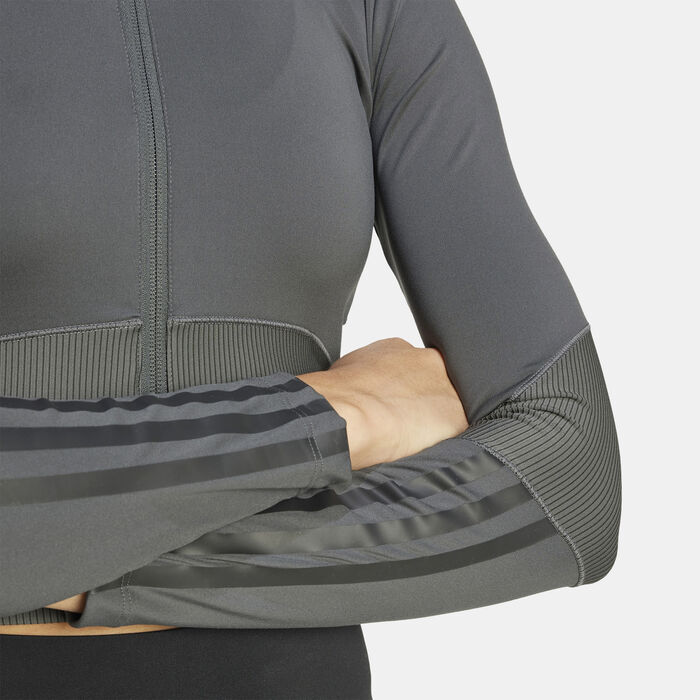 adidas Women's Hyperglam Rib Training Top Grey image number 4