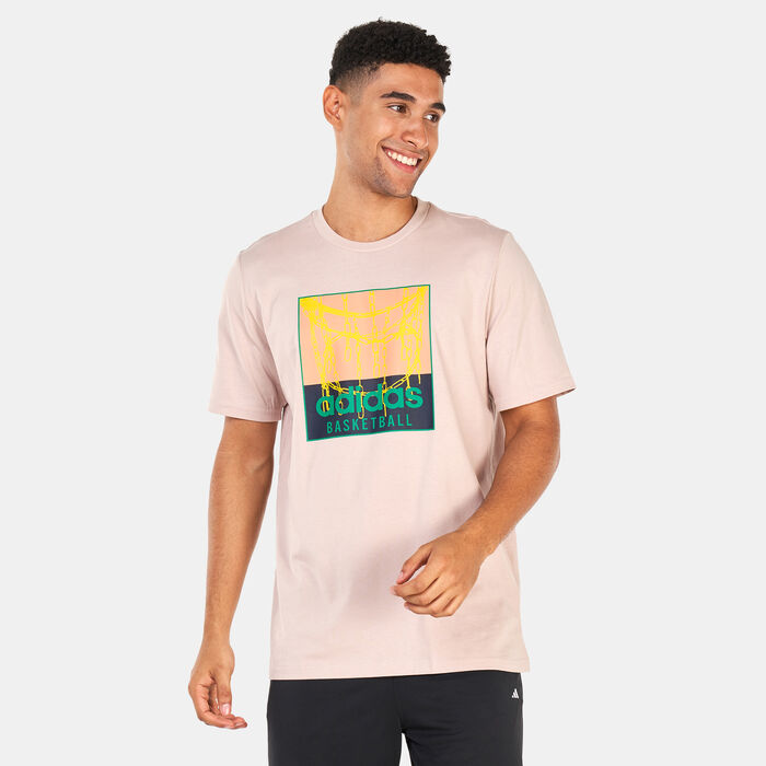 adidas Men's Chain Net Basketball Graphic T-Shirt Grey adidas Men's Chain Net Basketball Graphic T-Shirt Grey image number 0