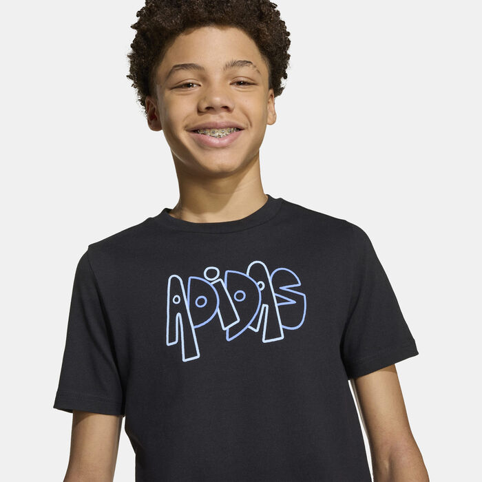 adidas Kids' Graffiti Graphic T-Shirt Black image number 3
