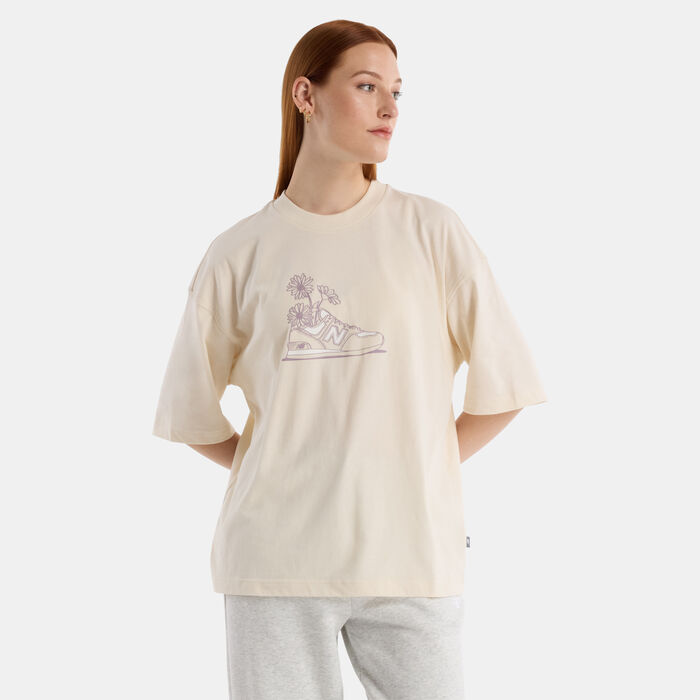 New Balance Women's Flower Graphic T-Shirt Beige New Balance Women's Flower Graphic T-Shirt Beige image number 0