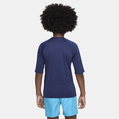 Nike Swim Kids' Hydroguard Swimming T-Shirt Blue