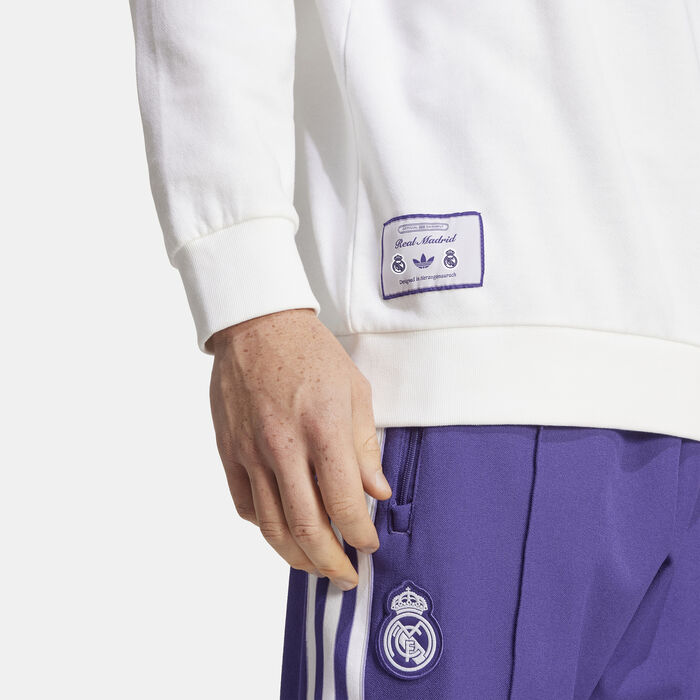 adidas Men's Real Madrid Terrace Icons 1/2-Zip Top White adidas Men's Real Madrid Terrace Icons 1/2-Zip Top White image number 3