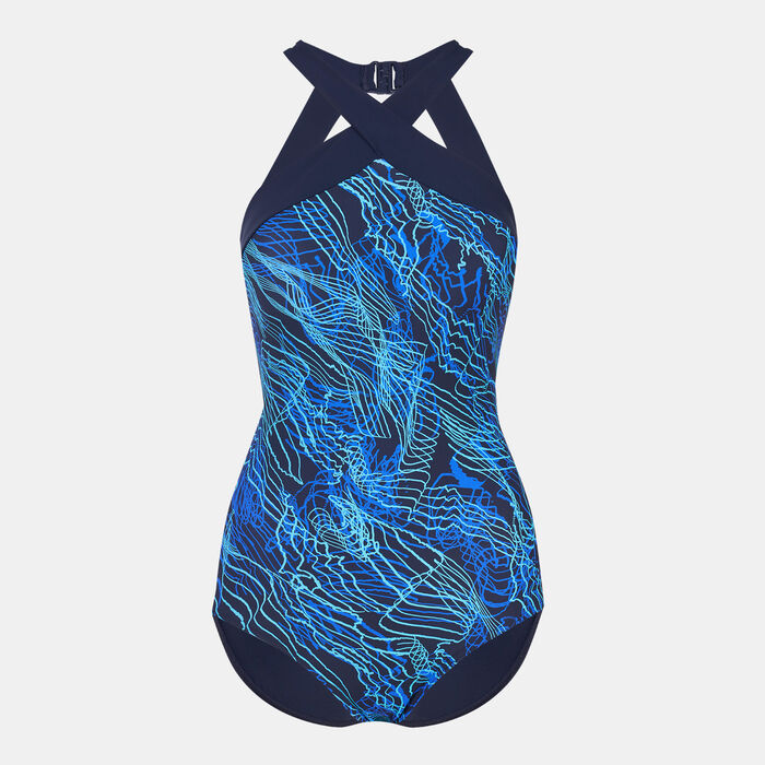 Speedo Women's Aphrodite Printed One-Piece Swimsuit Blue Speedo Women's Aphrodite Printed One-Piece Swimsuit Blue image number 0