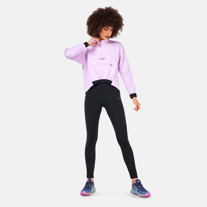 adidas Women's Terrex Hike Half-Zip Fleece Sweatshirt Purple image number 2