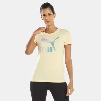 PUMA Women's Crystal Galaxy Graphic T-Shirt yellow