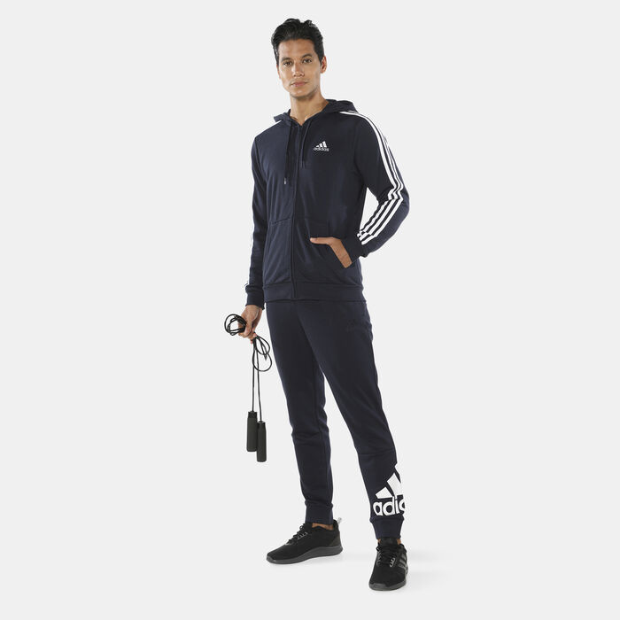 Men's Essentials French Terry 3-Stripes Full-Zip Hoodie Men's Essentials French Terry 3-Stripes Full-Zip Hoodie image number 2