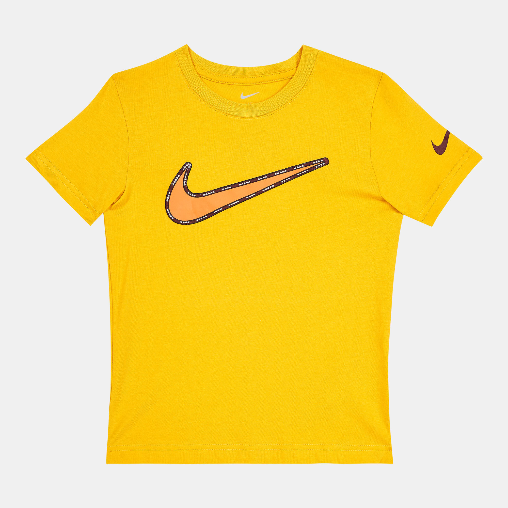 White nike shirt with yellow sales swoosh