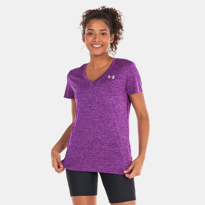 Under Armour Women's Tech™ Twist V-Neck Training T-Shirt Purple Under Armour Women's Tech™ Twist V-Neck Training T-Shirt Purple image number 0