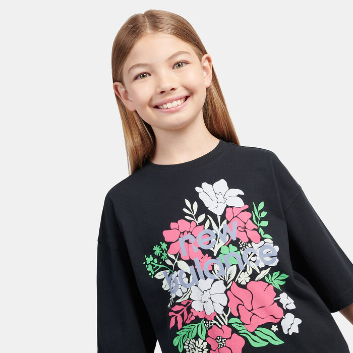 New Balance Kids' Stacked Floral Graphic T-Shirt Black New Balance Kids' Stacked Floral Graphic T-Shirt Black image number 3