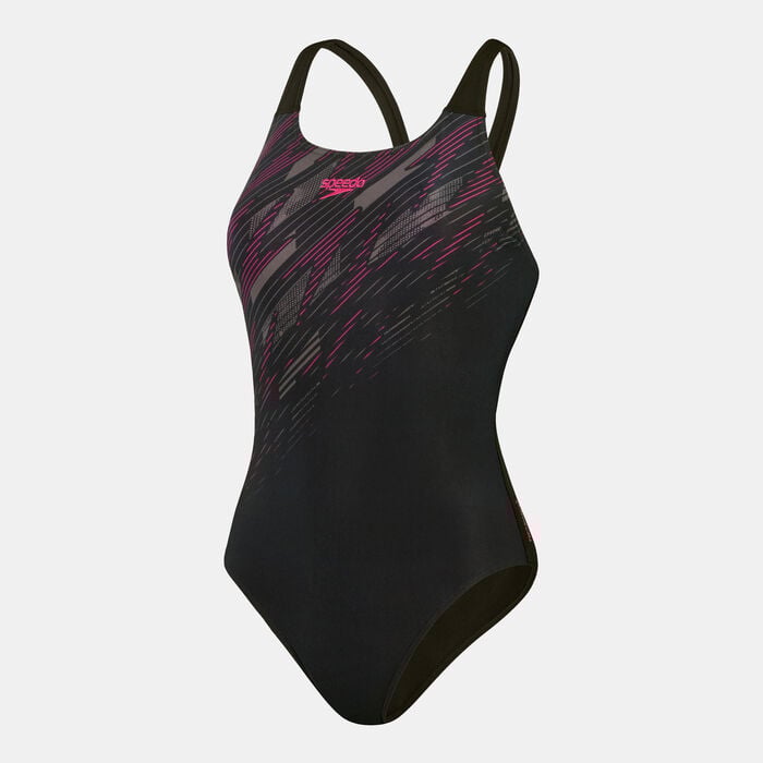 Speedo Womens HyperBoom Placement One-Piece Swimsuit Black image number 0
