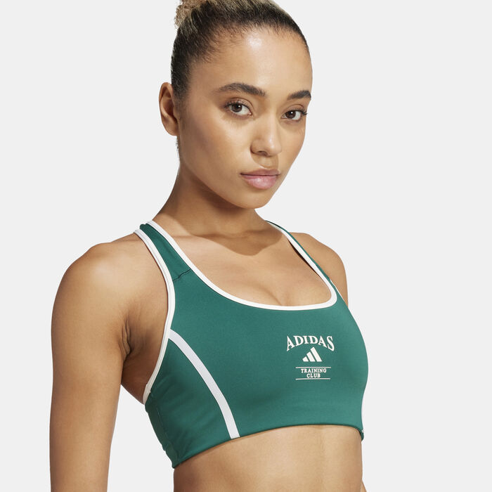 adidas Women's Powerimpact Medium-Support Heritage Training Sports Bra Green image number 4