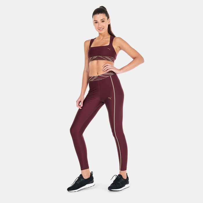 PUMA Women's Mid-Impact Deco Glam Sports Bra Red PUMA Women's Mid-Impact Deco Glam Sports Bra Red image number 2