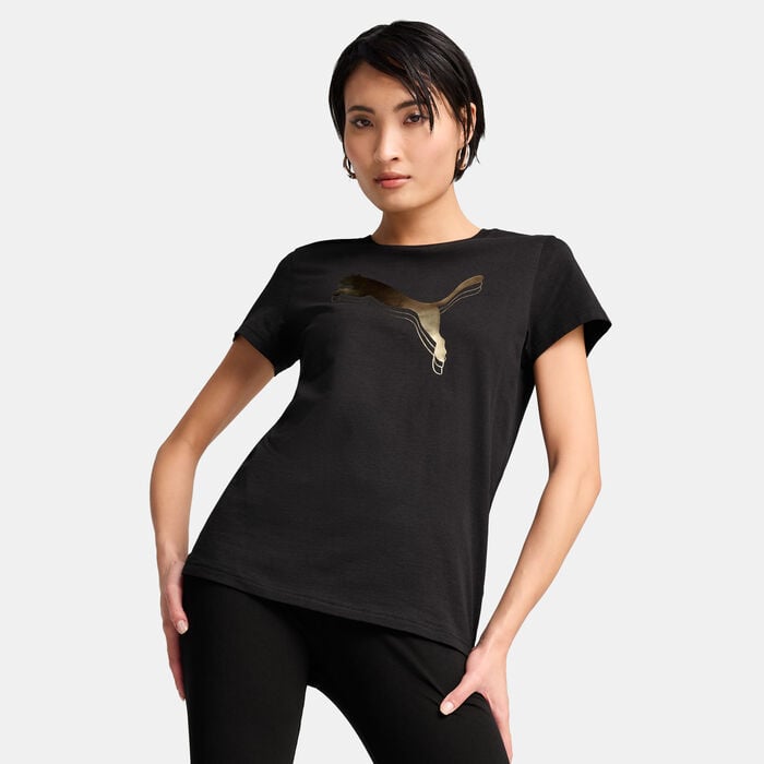 PUMA Women's Essentials Metallic T-Shirt Black PUMA Women's Essentials Metallic T-Shirt Black image number 0