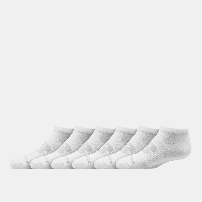 New Balance Kids Flat Knit No-Show Socks (6 Pairs) White image number 0