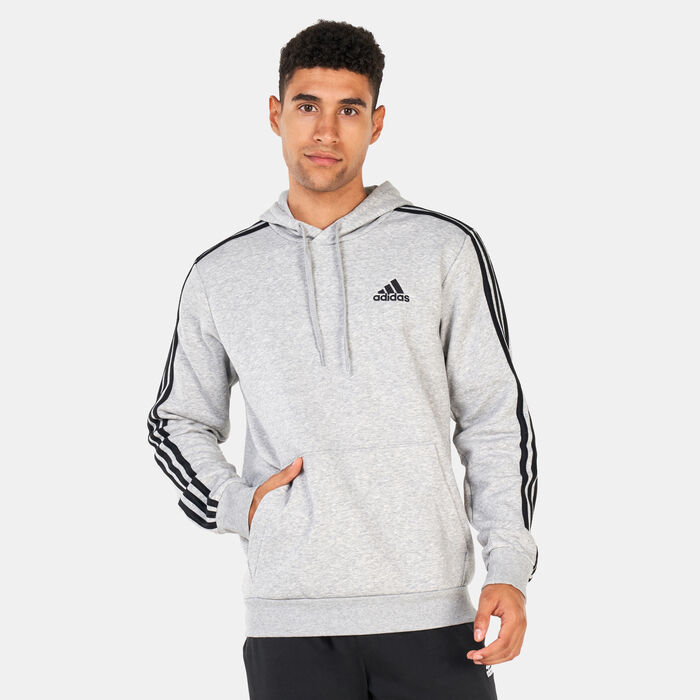 adidas Men's Essentials Fleece 3-Stripes Hoodie Grey adidas Men's Essentials Fleece 3-Stripes Hoodie Grey image number 0