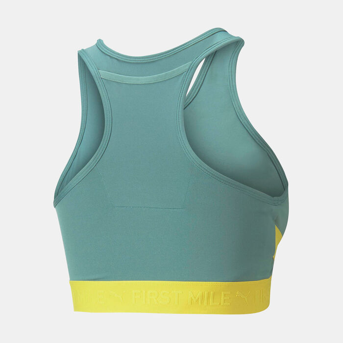 PUMA Women's First Mile High Impact Sports Bra Green PUMA Women's First Mile High Impact Sports Bra Green image number 1