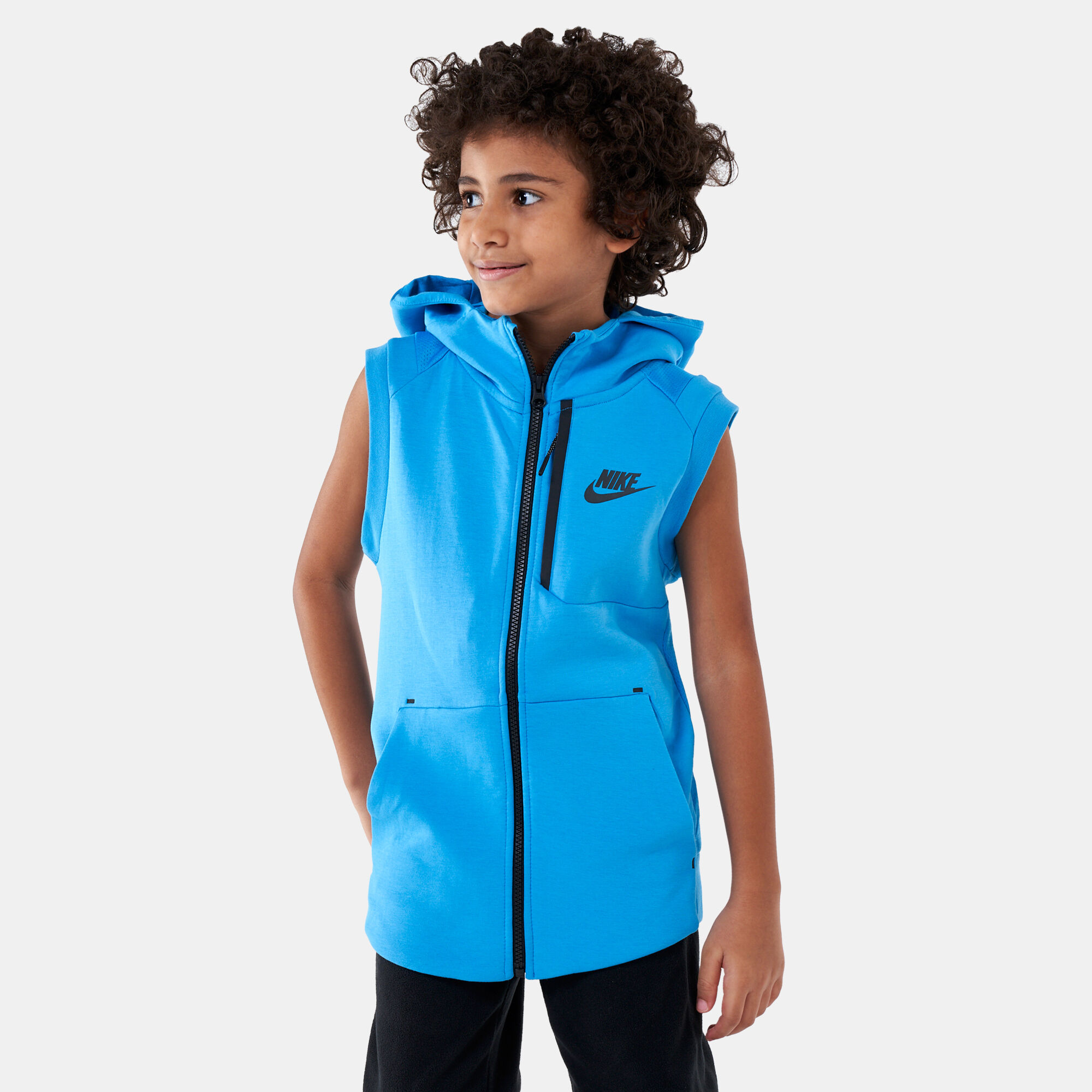 Buy Nike Kids Sportswear Essential Tech Fleece Hooded Vest Blue