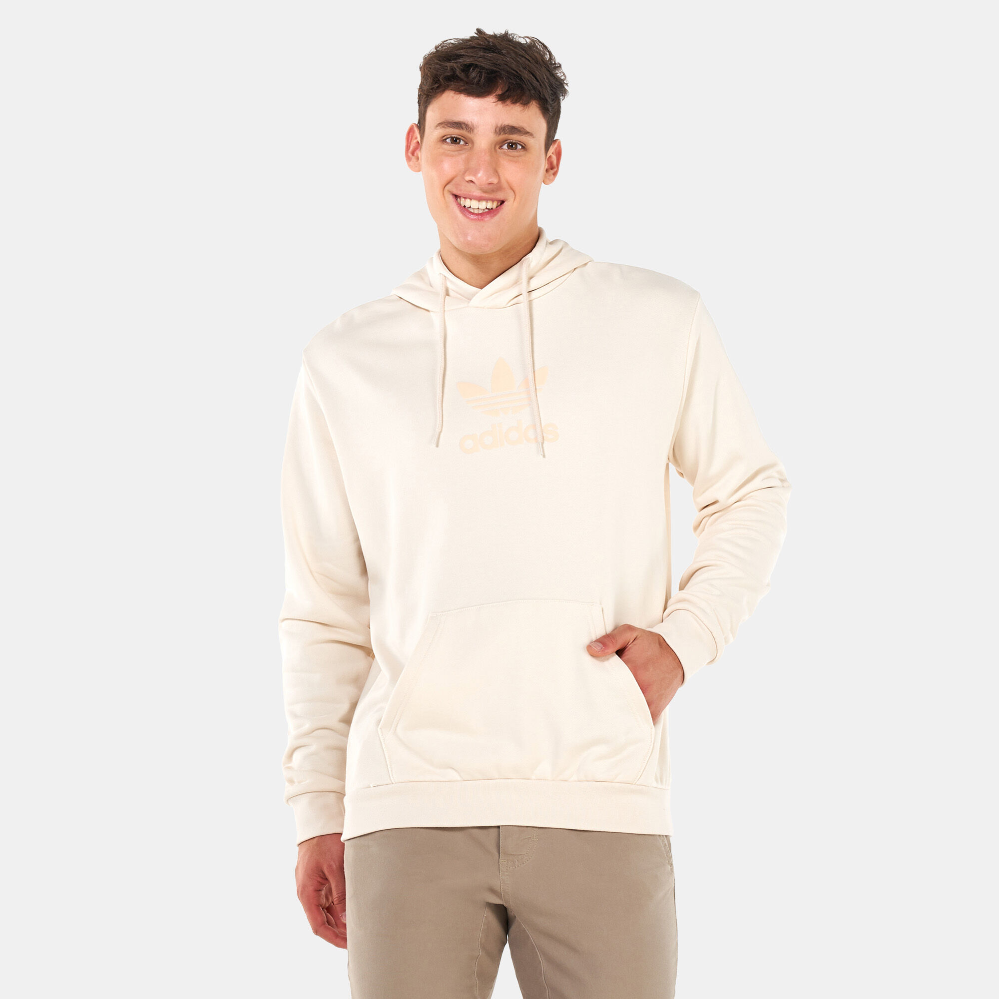Adidas trefoil hoodie mist sun shop