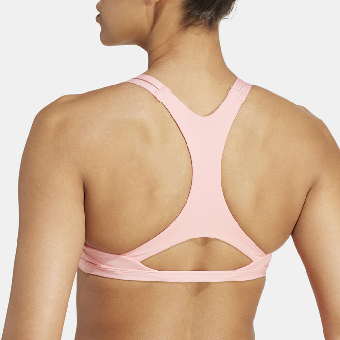 adidas Women's Aeroimpact Luxe Light-Support Training Sports Bra Pink image number 4