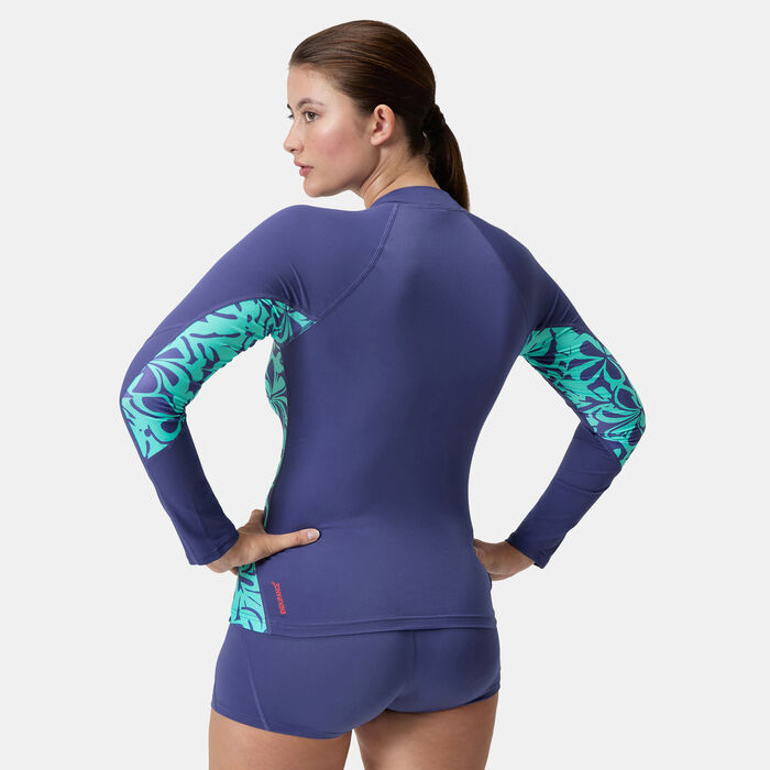 Speedo Womens Printed Swimming Rashguard Purple Speedo Womens Printed Swimming Rashguard Purple image number 1