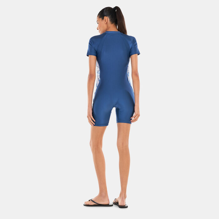 COEGA Women's Short Allover Print SlimKini Swimsuit Blue COEGA Women's Short Allover Print SlimKini Swimsuit Blue image number 1