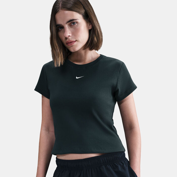 Nike Women's Sportswear Ribbed T-Shirt Green image number 3