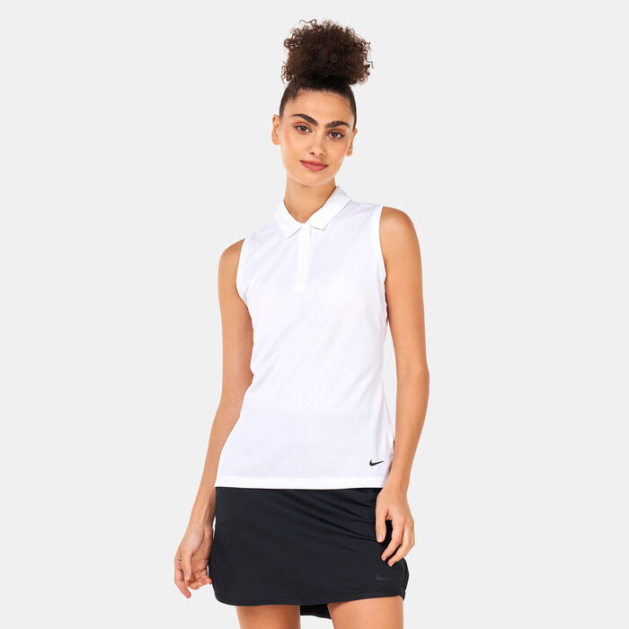 Nike Women's Dri-FIT Victory SLD Sleeveless Polo Shirt White Nike Women's Dri-FIT Victory SLD Sleeveless Polo Shirt White image number 0
